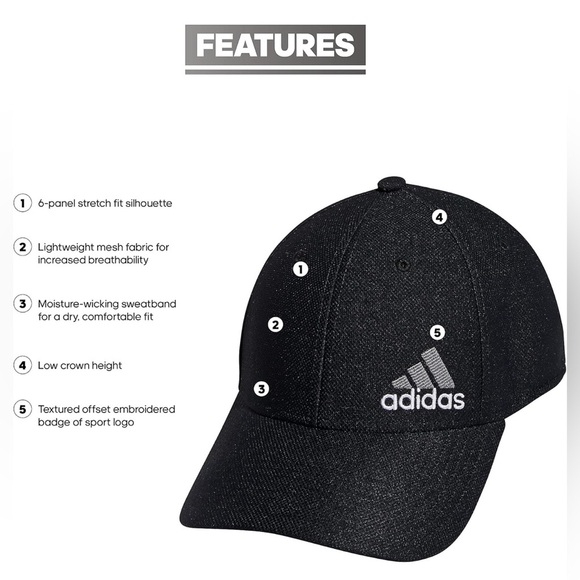 NWT Adidas Areoready Release 3 Stretch Fit S/M Black Hat - Picture 5 of 9